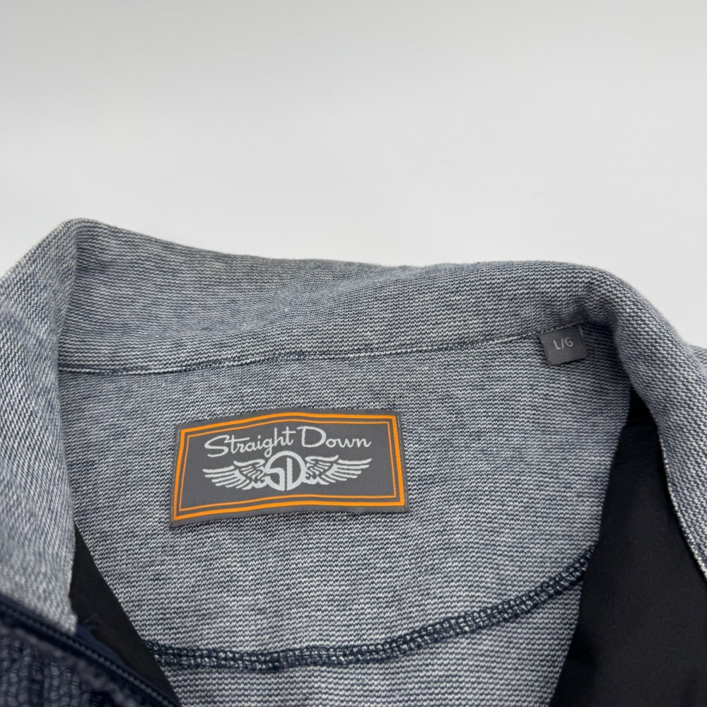 Straight Down Mens Zip Pullover Gray Quilted Chip… - image 4